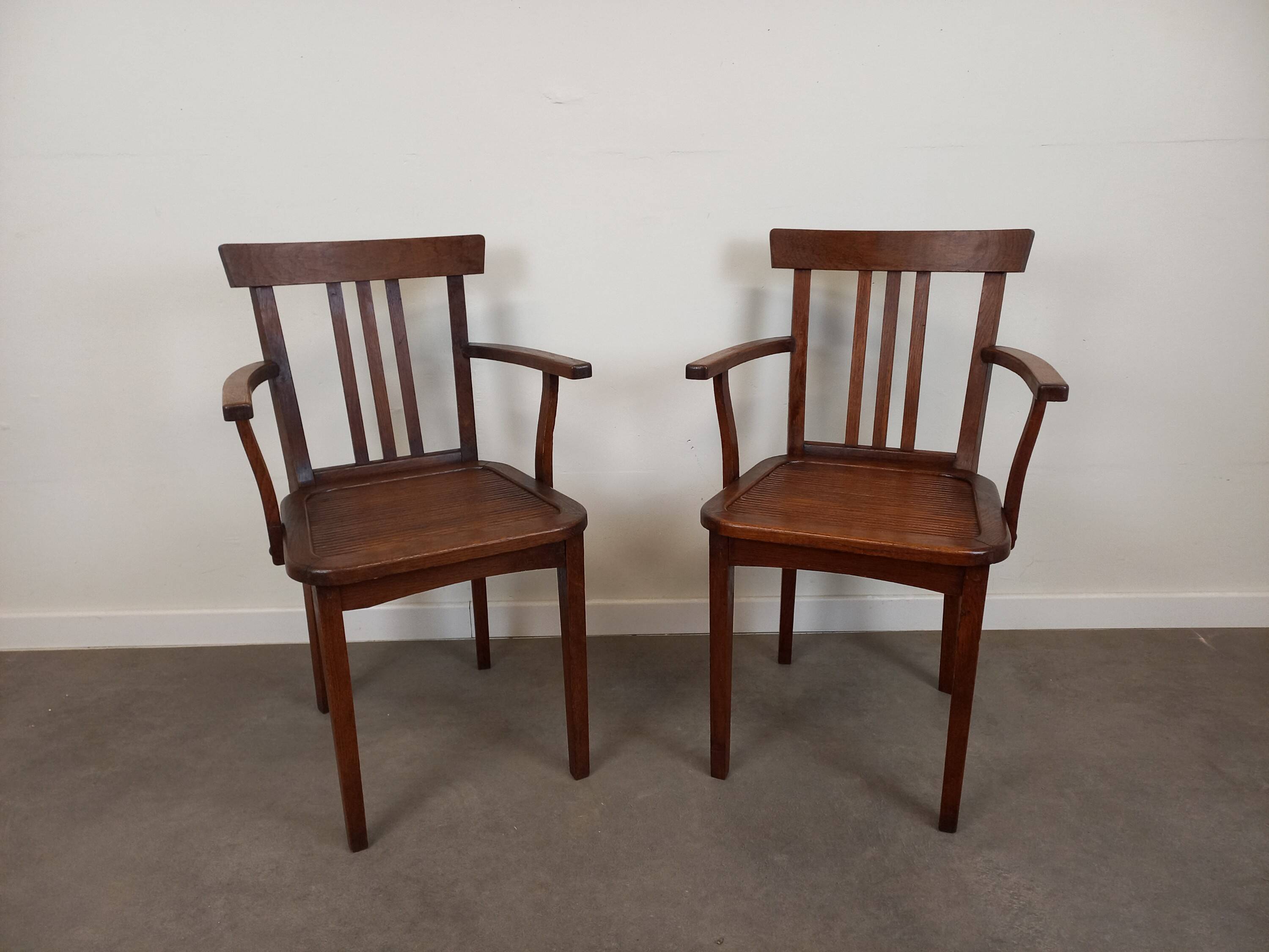 Pair of wooden bridge armchairs