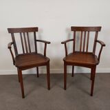 Pair of wooden bridge armchairs