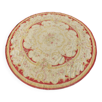 Large Circular Aubusson Style Rug / Round 3.05 M. Diameter