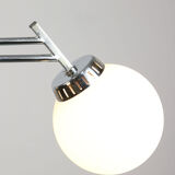 Lustre italien à 3 bras chromé et opaline