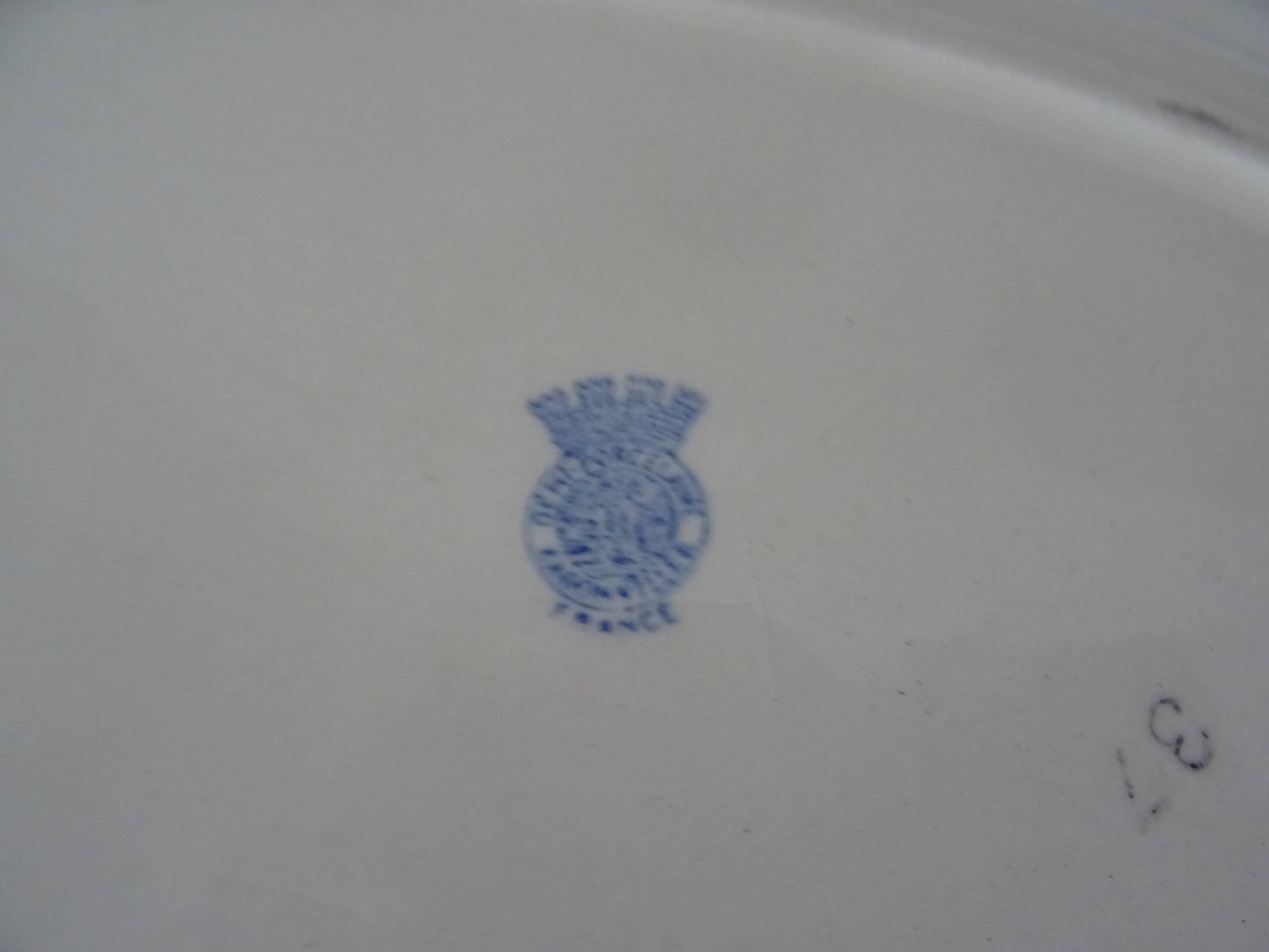 Oval flat earthenware blue flowers 519112 Badonviller