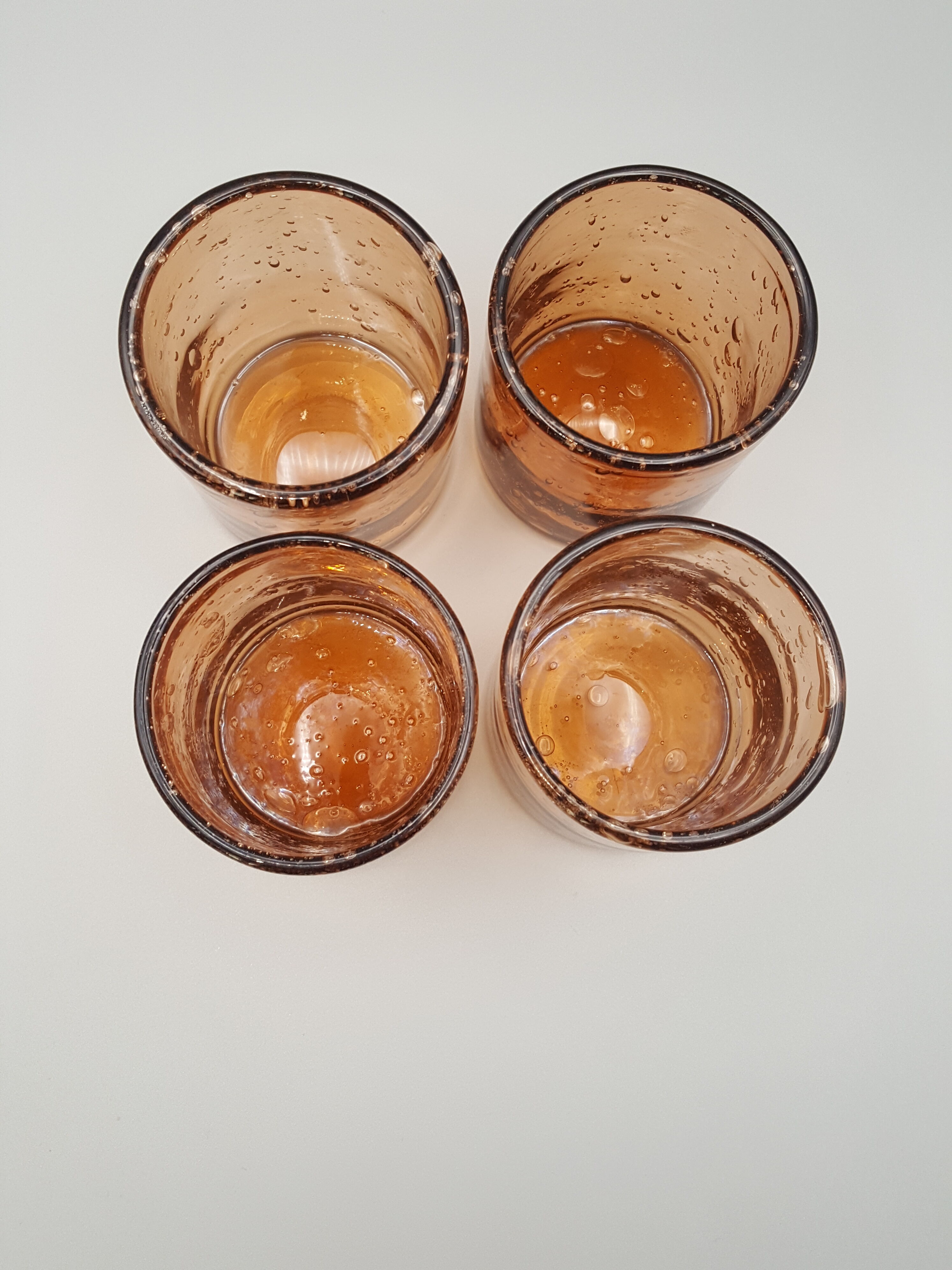 Set of 4 blown water glasses bubbled biot style