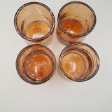 Set of 4 blown water glasses bubbled biot style