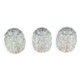 Set of 3 glass-carved glass globes for suspension