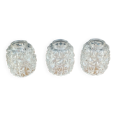 Lot de 3 globes en verre ciselé pour suspension