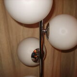 Lamp of the 1970s globe in opaline and chrome