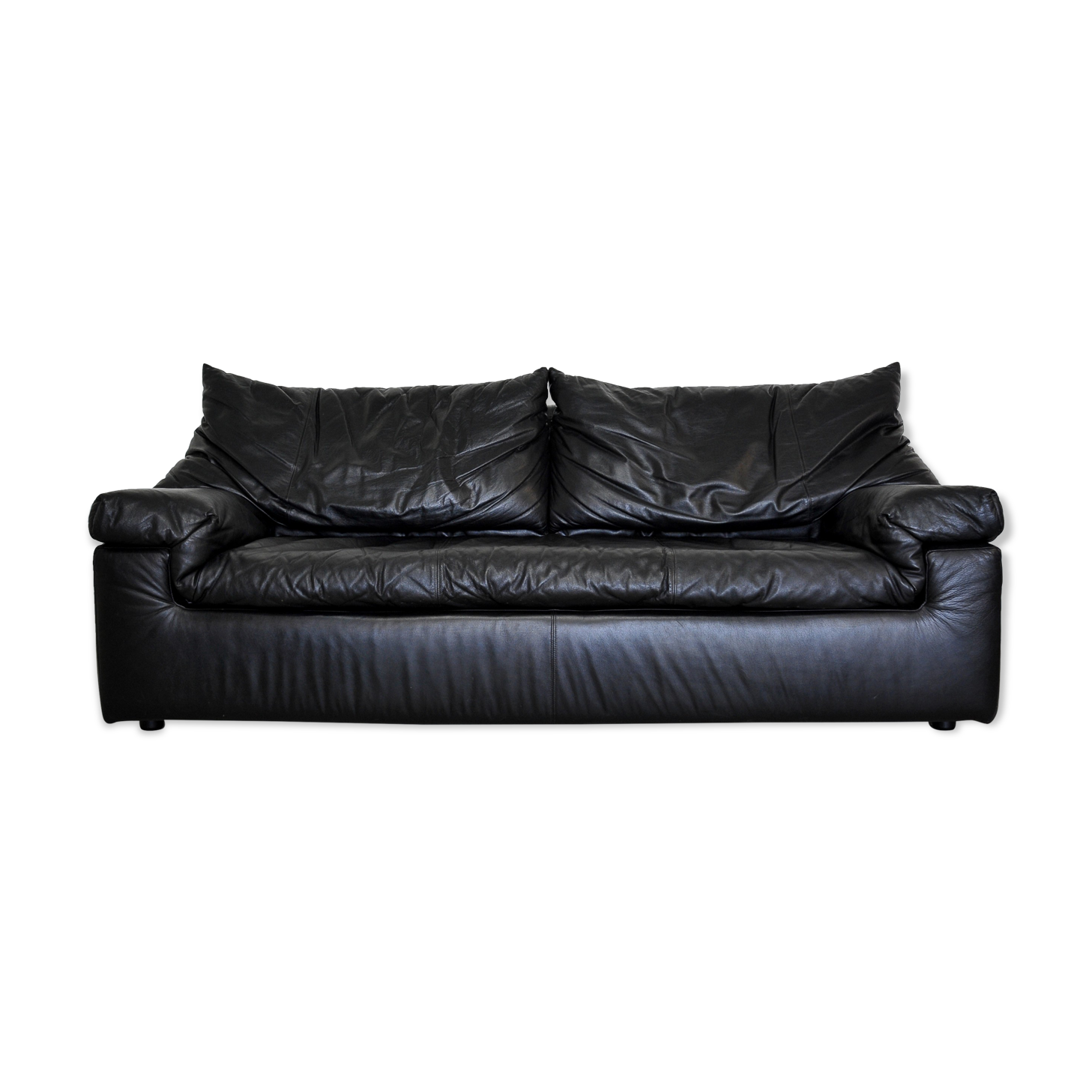Black leather sofa, Cinna 80