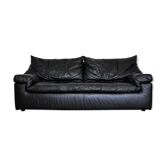 Black leather sofa, Cinna 80