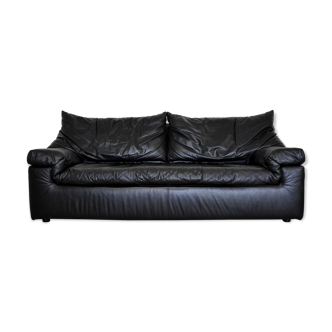 Black leather sofa, Cinna 80