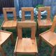 Set of 6 vintage chairs in solid pine.