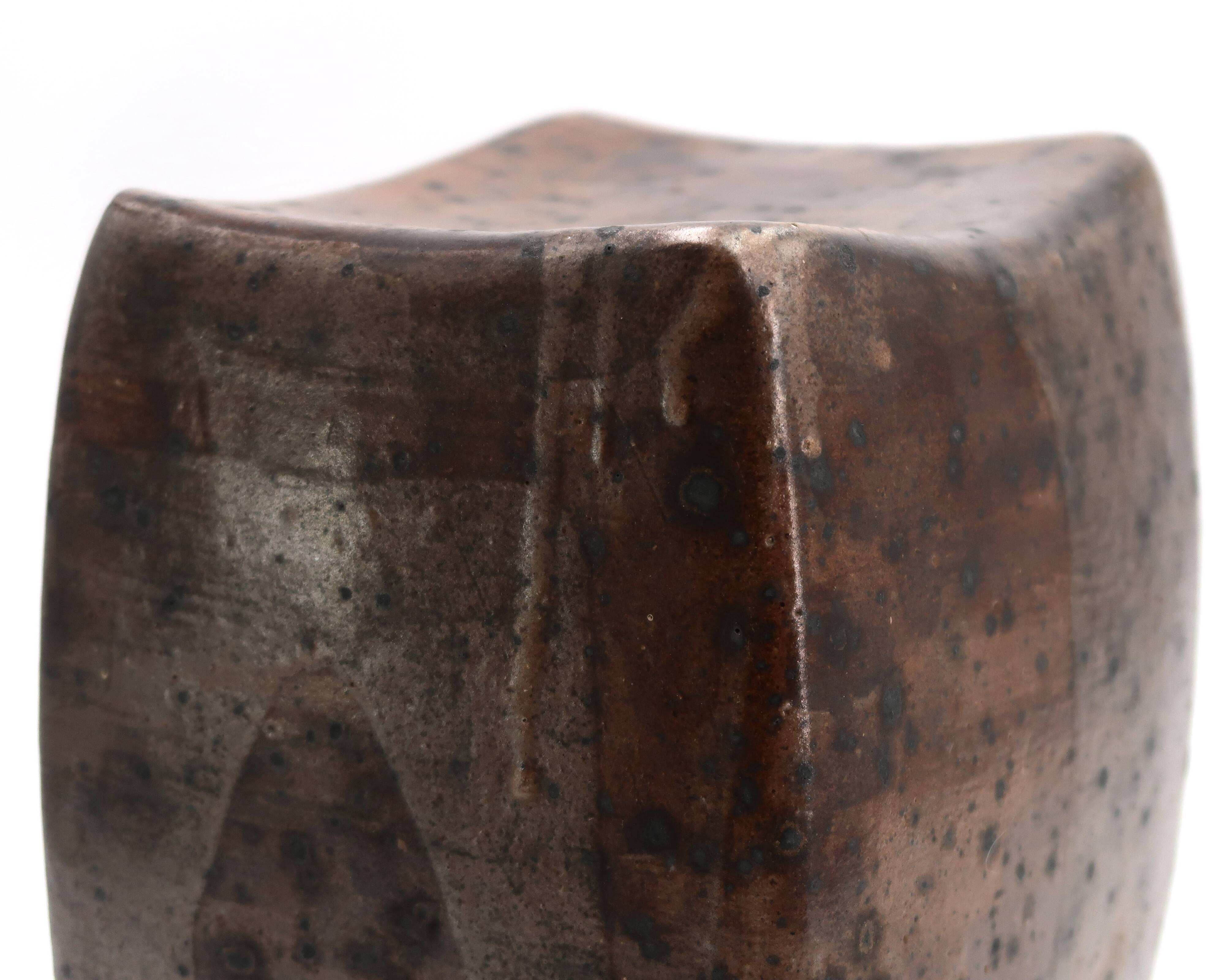 Impressive modernist vase in pyrite stoneware, La Borne, 1970s