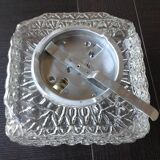 Vintage 60-70s structured glass square ceiling light