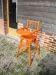 Old Baby High Chair in Orange Painted Wood