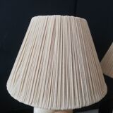 Pair of Art Deco marble alabaster pleated shade table lamps vintage