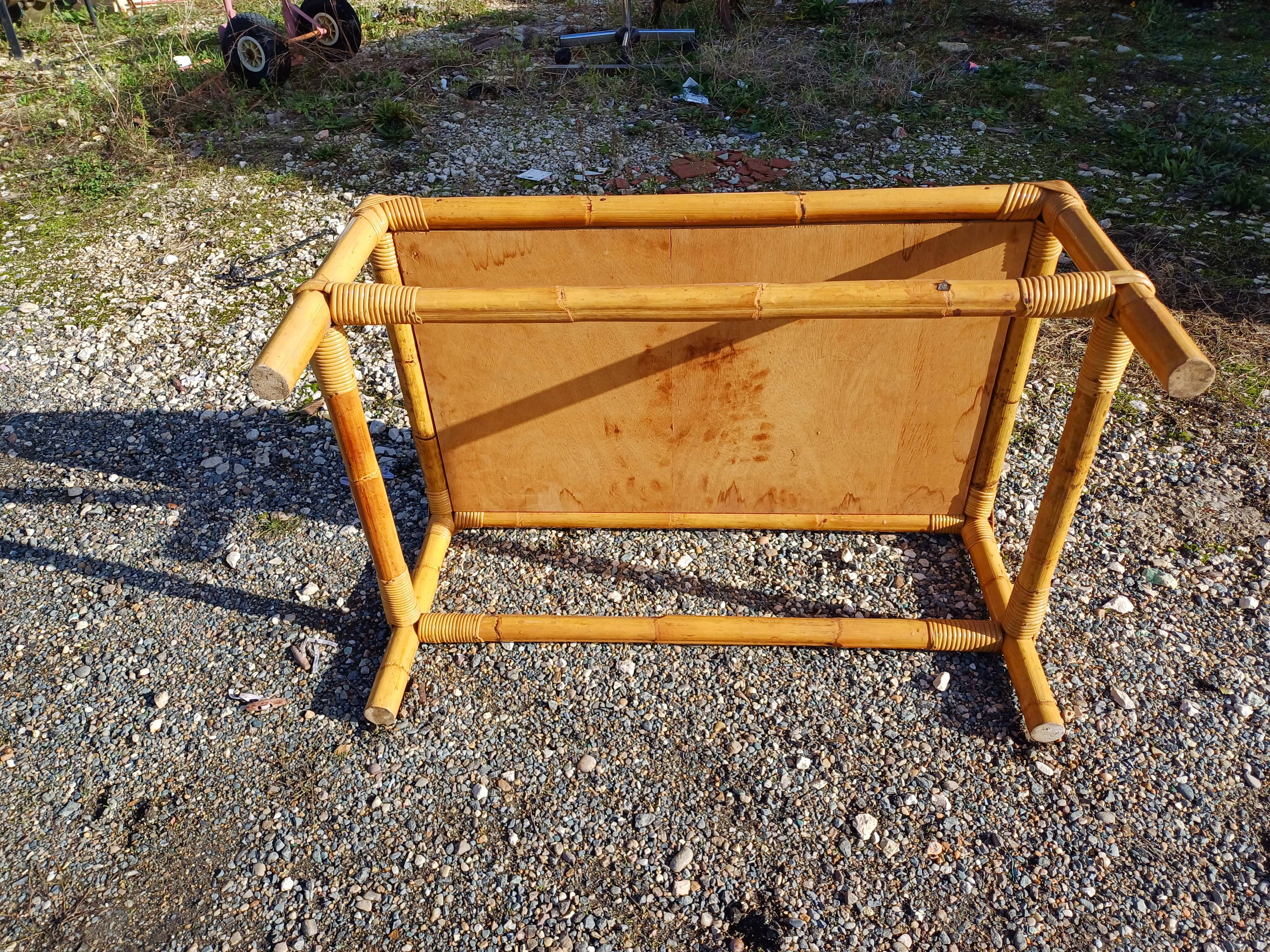 Vintage bamboo and earthenware coffee table signed jl gruer