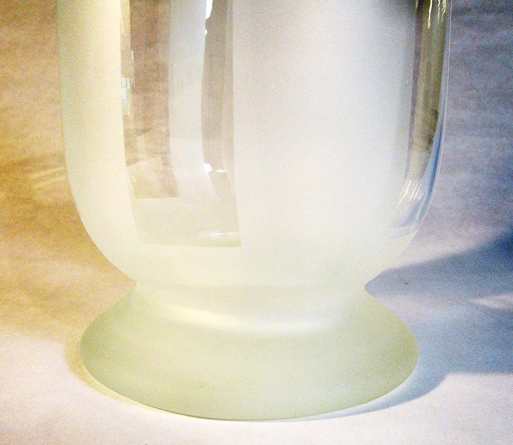 Glass vase with satin stripes