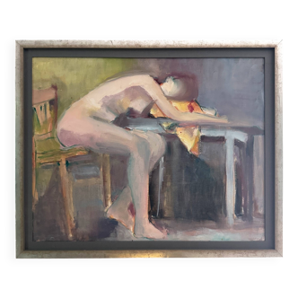 Figurative painting signed Marais, France 1970s