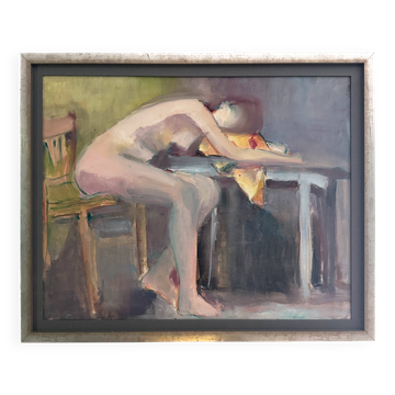 Tableau figuratif signé Marais, France années 70