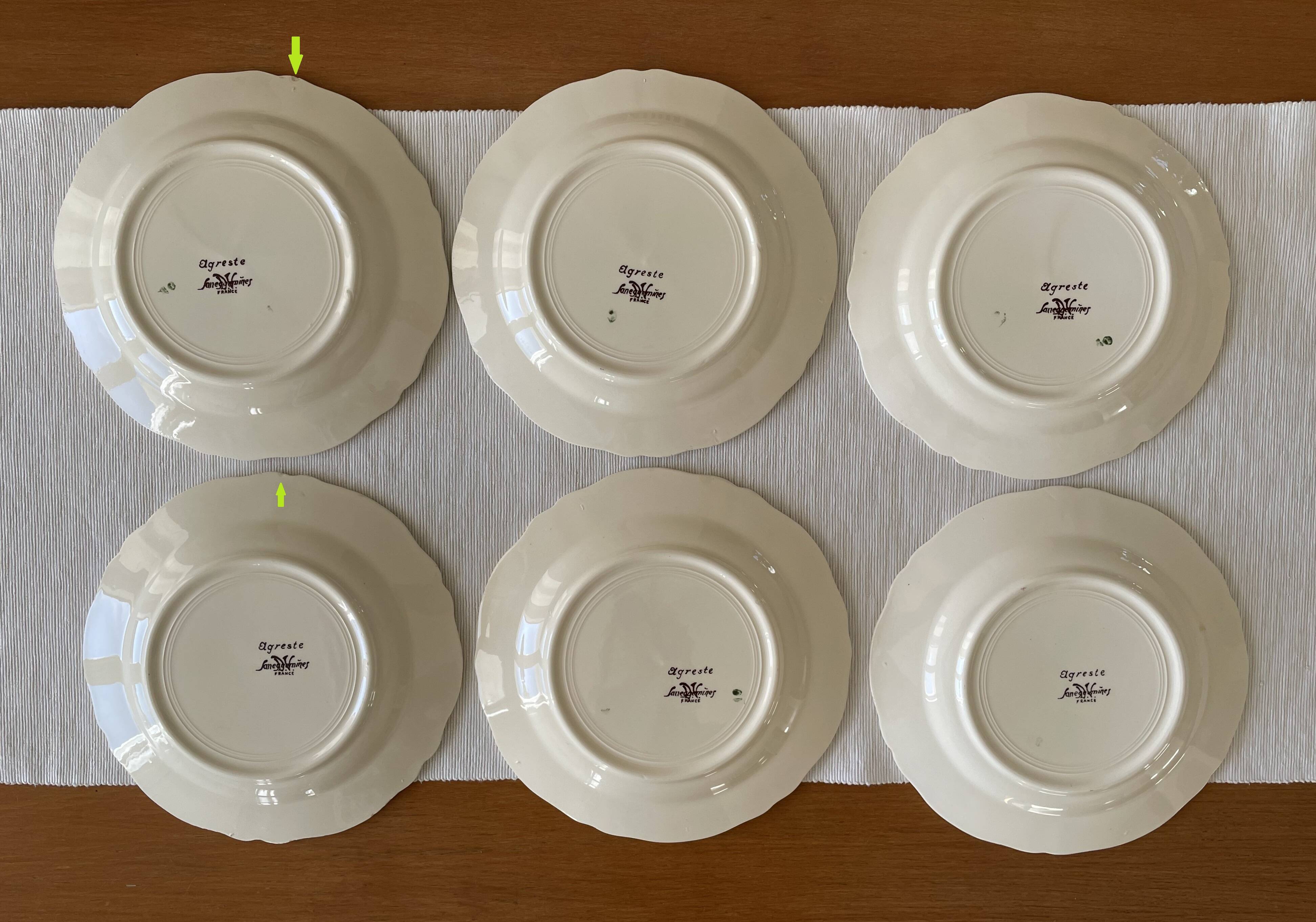 6 antique dessert plates in Sarreguemines earthenware