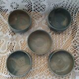 5 antique stoneware bowls