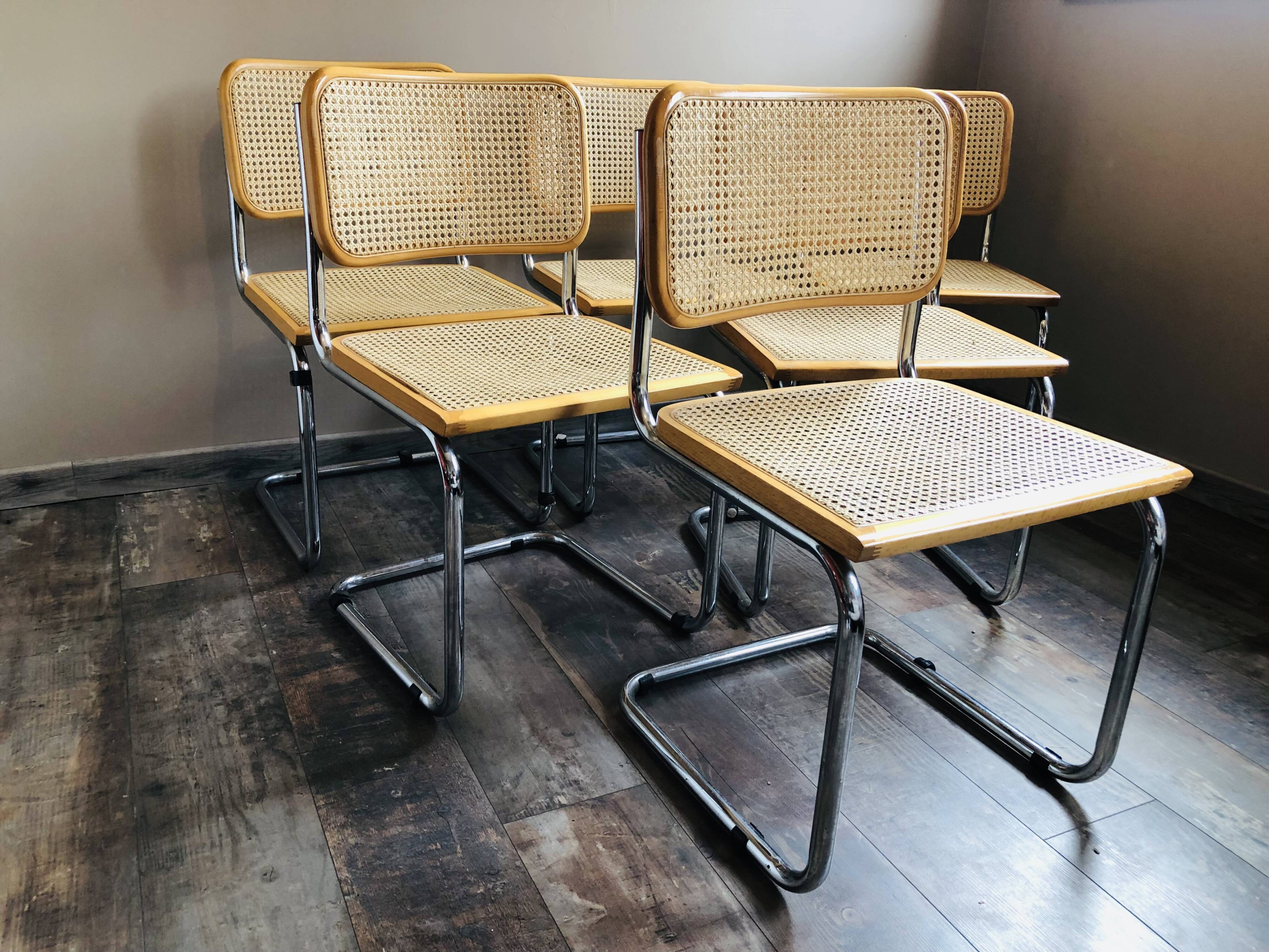 6 chaises B32  de Marcel Breuer - fabrication italienne