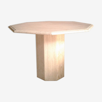 Octagonal table in travertine, 80s