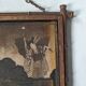 Antique Asian decorative triptych mirror with chain wall decoration in wood.