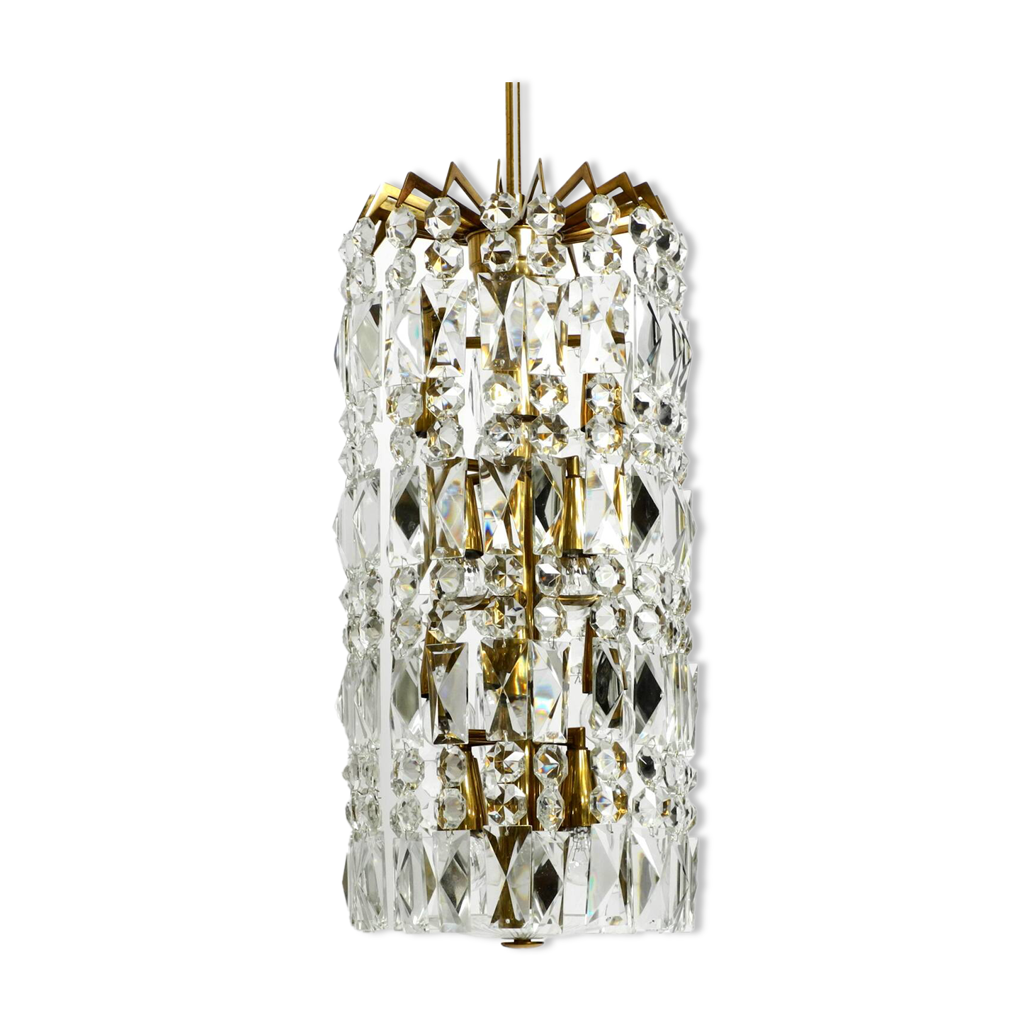 Lustre XL en cristal et laiton par Vereinigte Werkstätten