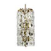 XL Mid Century brass crystal glass chandelier, Vereinigte Werkstätten
