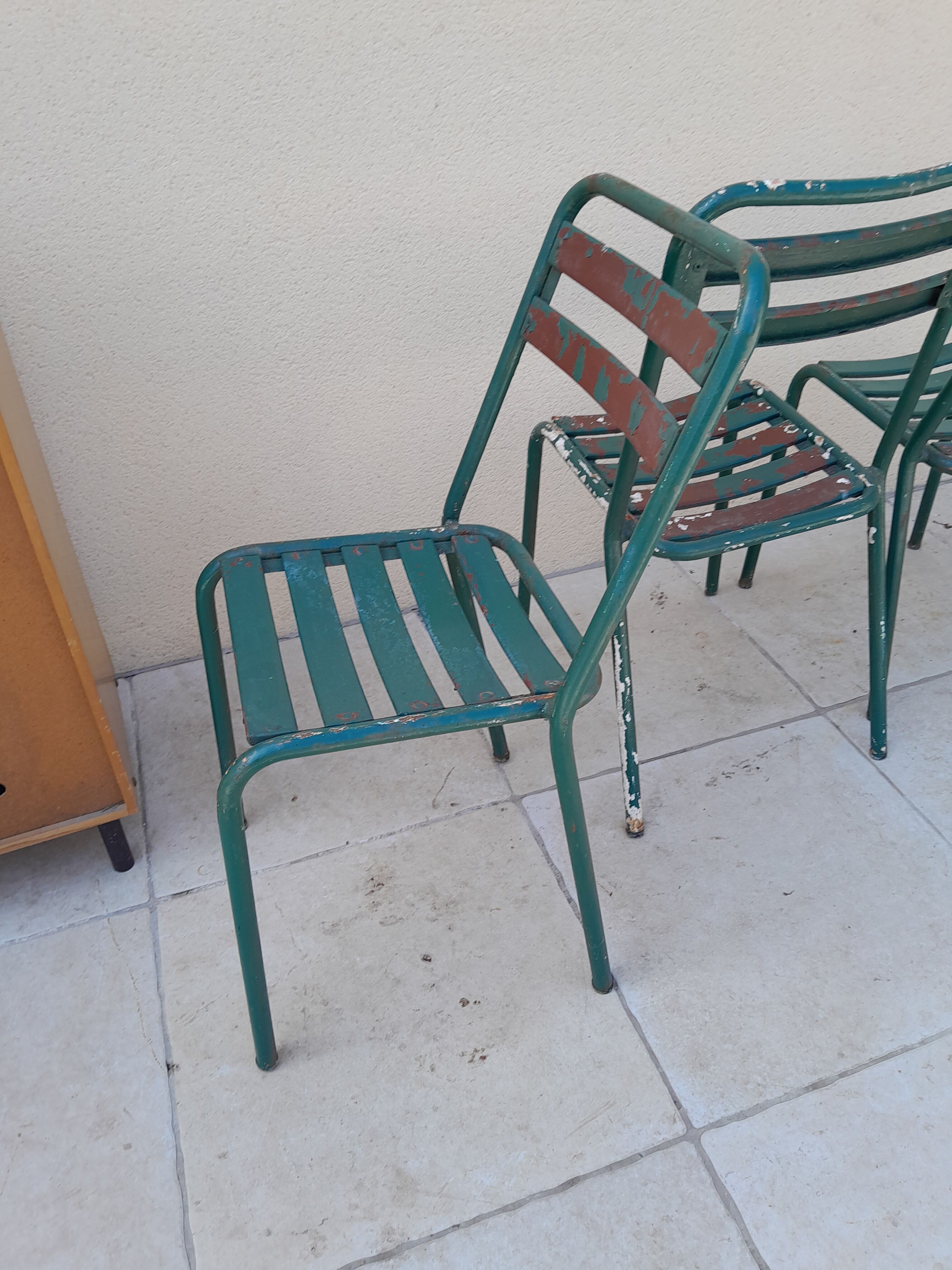 4 chaises bistrot Tolix fer