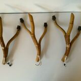 Rattan wall light trio