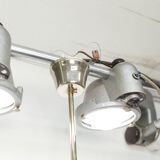 See Delmas chandelier, 3 arms, black and gold, clear glass, 1960