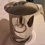 Stainless steel champagne bucket, silversmith Jean Couzon, model on a pedestal.