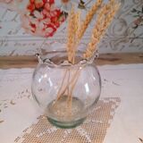 Vase ball cast glass corrugated collar