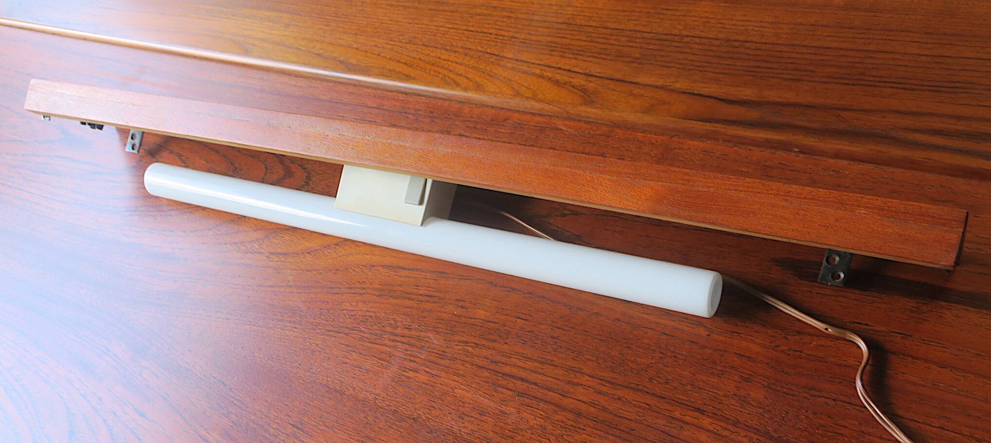 Pair of Danish teak shelves with wall lights, 1960s