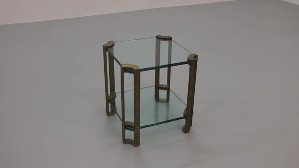 Table d'appoint ou table basse Peter Ghyczy T24 en verre double design des années 70 40x40x45.
