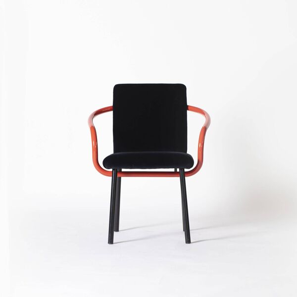 Chaise Memphis Mandarin d'Ettore Sottsass pour Knoll retapissée en velours de coton