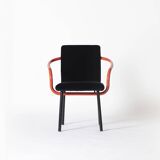 Ettore Sottsass Memphis Mandarin Chair for Knoll reupholstered in cotton velvet
