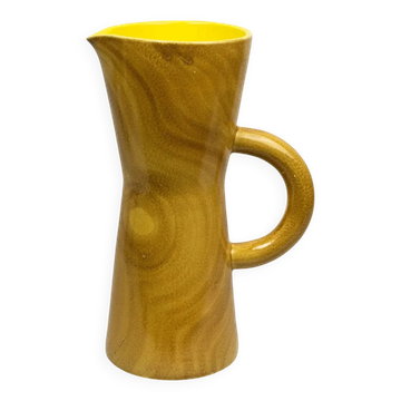 Grand pichet Robert Dupanier, céramique émaillée faux bois d’olivier