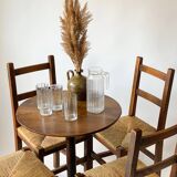 4 wooden and straw country chairs