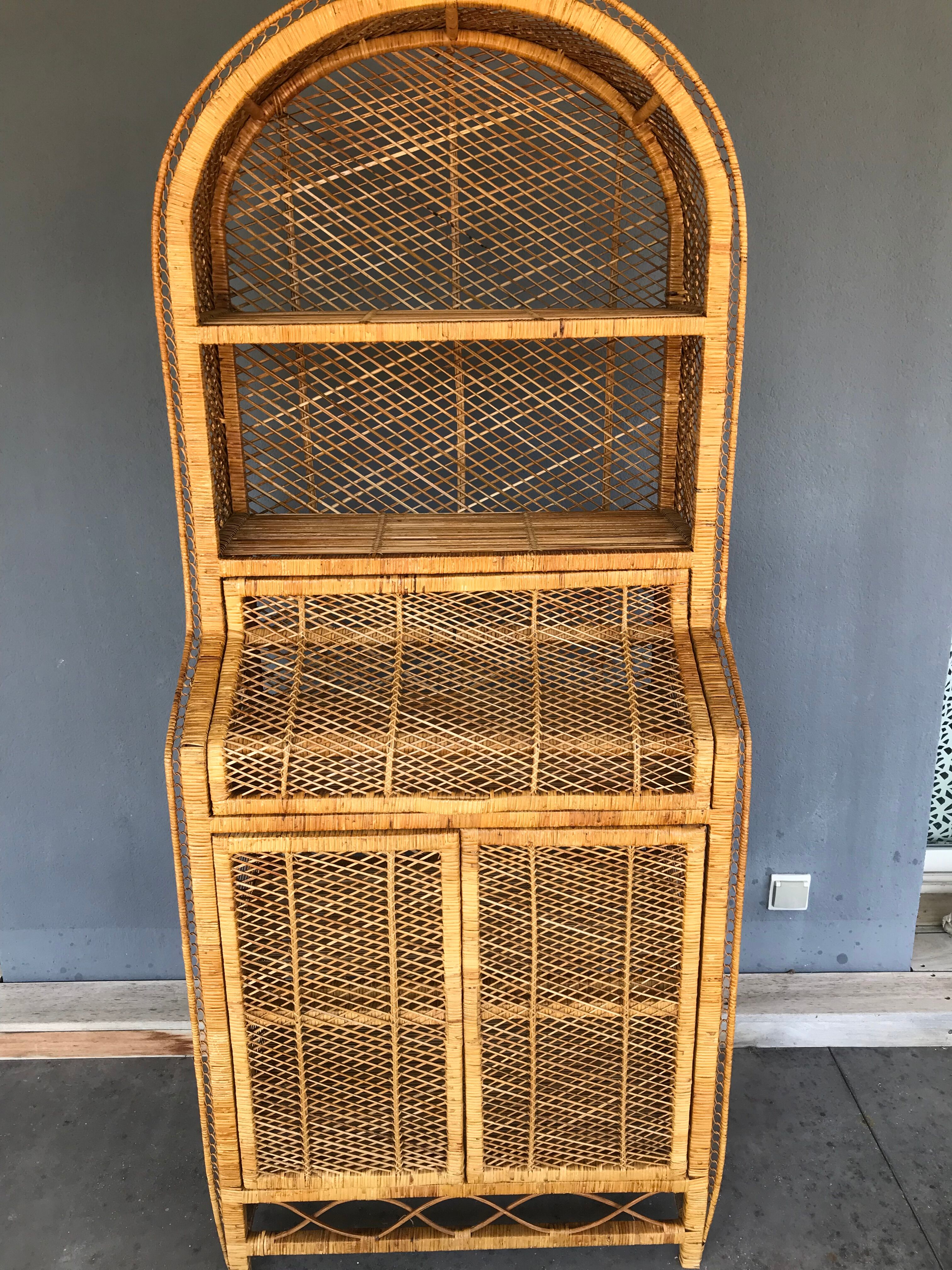 Vintage rattan bookcase