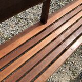 Duo of vintage church benches in solid beech