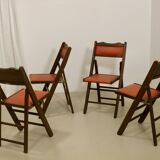 Set of 4 art deco folding chairs in cedar wood from the 1950s,