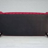 1950s, Danish 2-seater sofa, cherry-red furniture velour.