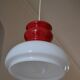 White and red opaline glass chandelier vintage 1970 space age