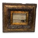 Oil on canvas "bateaux au port" signed e. guilleux