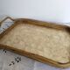 Rattan and mother-of-pearl serving tray, Capiz shell