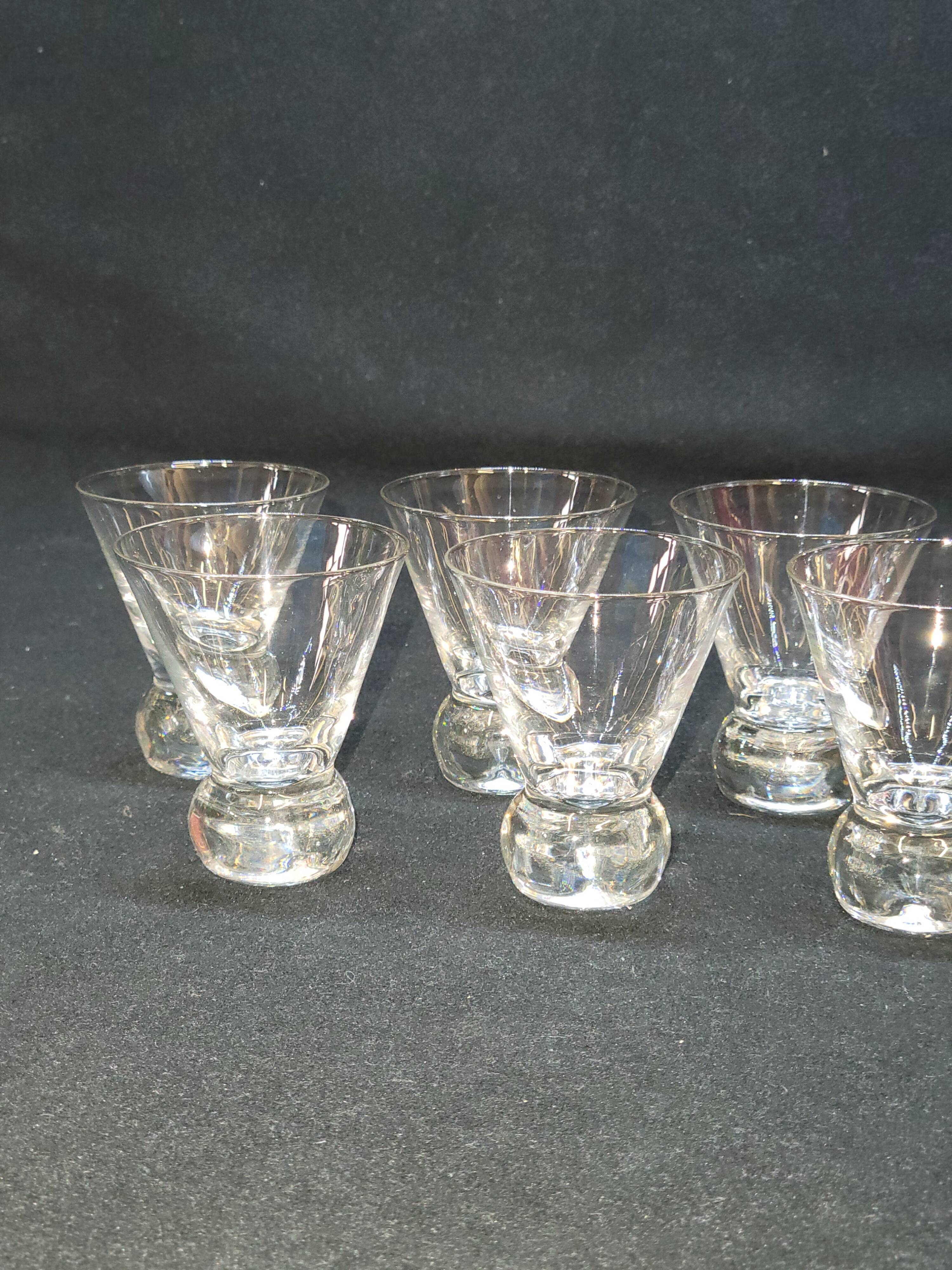 8 Vintage Digestif Shot Glasses with Ball Foot
