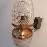 Vintage brass wall sconce with two glass globes