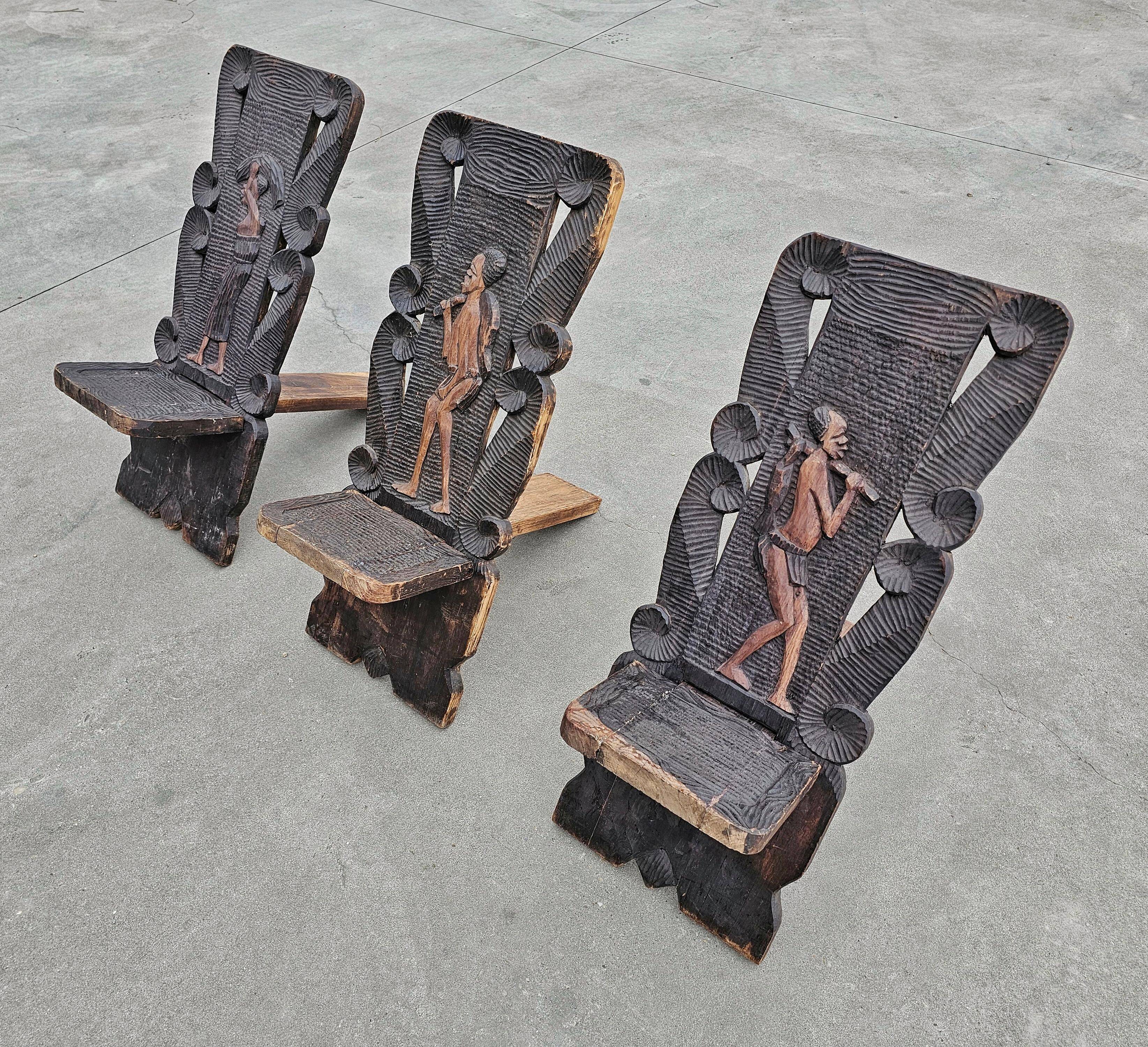 Antique carved wood Stargazer chair from the 1890s.